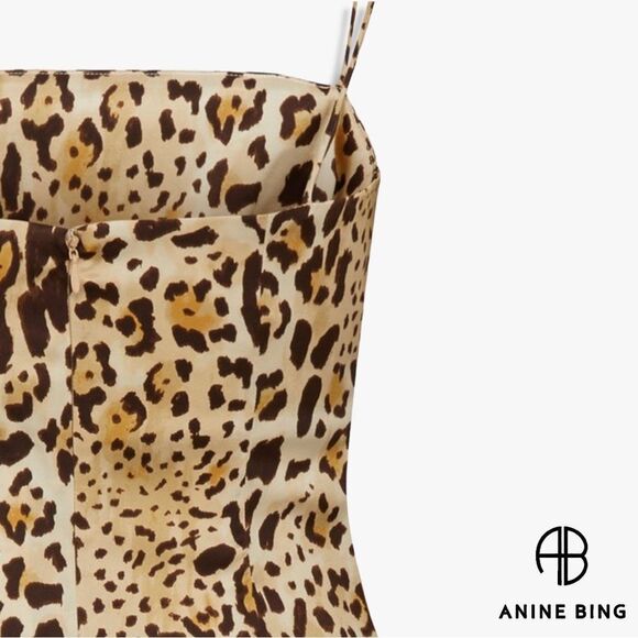 ANINE BING **NWT** Valentine Stretch Silk Mini Dress in Cheetah Print - Picture 5 of 16